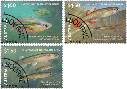 Australien - Truede fiskearter - Stemplet sæt 3v