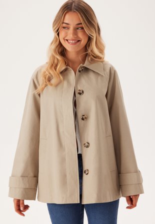 Bubbleroom - Short Raglan Jacket - Beige - Kläder