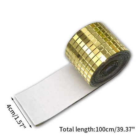 Spegelmosaik Kakel Klistermärken DIY Självhäftande Mini Fyrkantig Akryl Guld 4*100cm