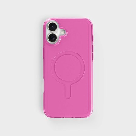 Candy Pink Clear Phone Case, Fully Circular Tinted Pink Case, iPhone 16 Plus