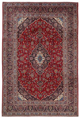 Keshan Teppich Orientalischer Dunkelrot/Schwarz Großer (Wolle, Persien)