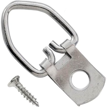 100 Pakke D-Ring Bildeoppheng med Skruer for Oppheng av Klokker Malerier Kunstverk Bilderammer Krok Fotospeil - Proff Kvalitet Enkelt Hull D-Ringer