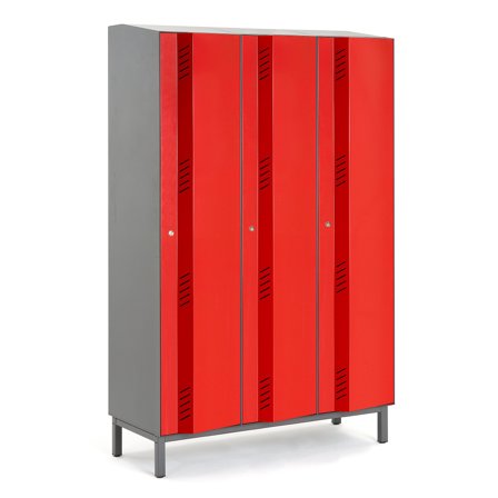 Kleiderspind CREATE ENERGY mit Beingestell, 3 Module, 1985 x 1200 x 500 mm, rot