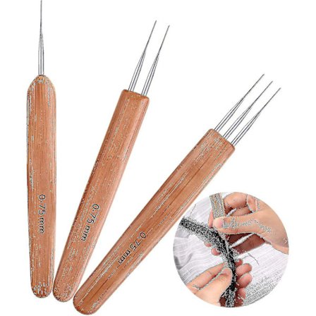 3 kappaletta bambu dreadlock-koukkuja 0,75 mm dreadlock-koukkuja