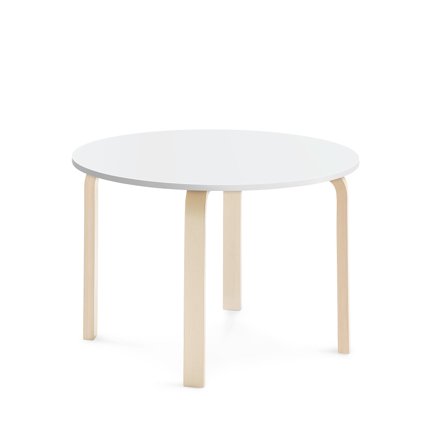 Tisch ELTON, Ø 900x590 mm, Laminat weiß, Birke