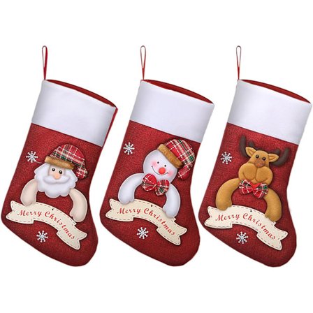 3 Stykker Jule Strømper, Store Juleromper til Fylling DXGHC