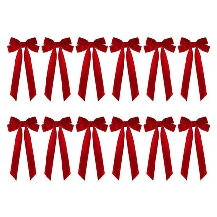 12 stk. fløjls sløjfer genanvendelig juledekoration fløjlsbånd sløjfer vintage ensfarvet fløjls sløjfer til juletræ krans gør-det-selv håndværk