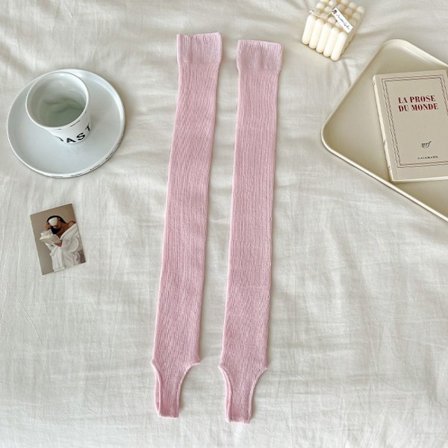 pink-Knæhøje sokker, tykke, simple, med lodrette striber, balletstil, ensfarvet, åndbare, til sommer