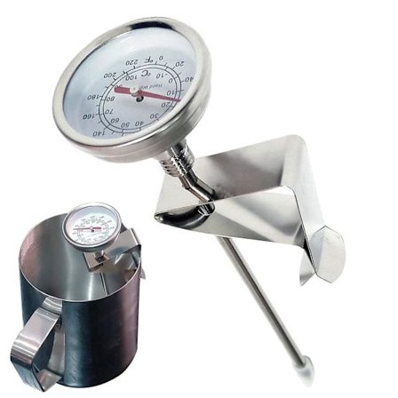 Kaffetemperaturmåler | Rustfrit stål med klips - Multifunktionel vand- og grilltemperaturmåler til kaffe, chokolademælkeskum og espresso