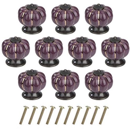 Keramiske Græskarknopper til Møbler - Vintage Stil, 10 Stk.