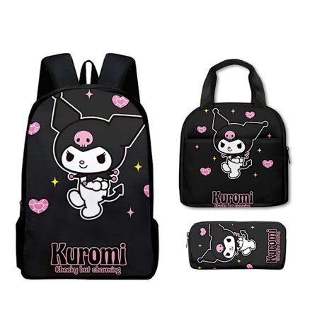 Nyt tegneserie Kuromi skole taske tre-delt sæt til elever i grundskolen og gymnasiet