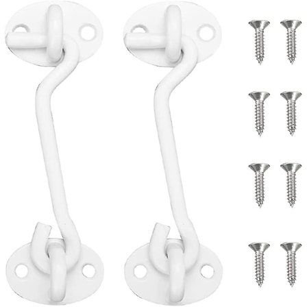 2 stk. Låse til Ladeporte, Dørlukningskrog, Rustfrit Stål Vinduegreb med Skruer til Dør Vindue, Dør, Lade (hvid) {DB}