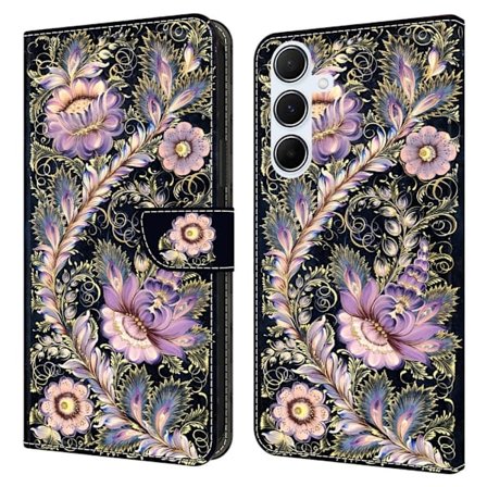 Samsung Galaxy A26 5G Etui med pung Mønster print Stand Leather Flip Phone Cover - Vintage Guldnål