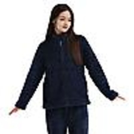 Fluffy pyjamassæt til kvinder med kvart lynlås, fleece 2-delt Sherpa pullover bukser sæt Fuzzy nattøj, Navy