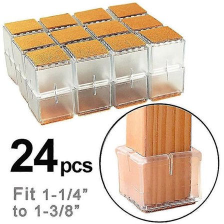 24 kpl Tuolinjalan Neliönmuotoiset Huonekalujen Lattiansuojat Huopapehmusteella, Tuolin Liukuvat Jalat Kaaret Sopivat 1,18 - 1,38 Tuumaa