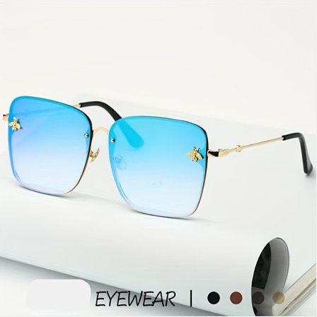 Little Bee Fashion Firkantede Metal Herre- og Dame Solbriller Universal Antikke Anti UV