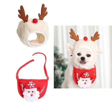 2 stk Juledyrlue Bib et Hundeklær Valp Katt Cosplay kostymetilbehør CNMR Red S