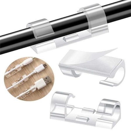 Kabelholder - Selvklebende - 20-pakning - Kabelklips -