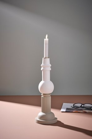 Jotex - Ray Lysestake 2-pk Hvit/beigegrå - WILLA - Kjøp Lysestaker hos Jotex