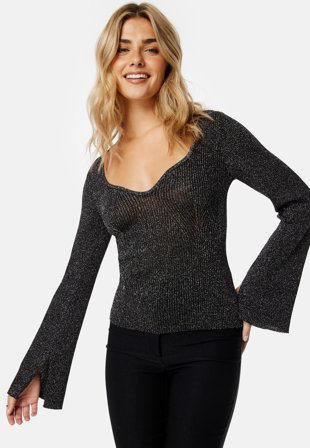 BUBBLEROOM Alime Sparkling Knitted Top Black / Silver Klær