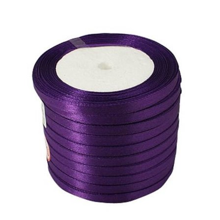1 Rulle (25yard=22,89 mt.) Mörk lila satinband 6 mm. bred
