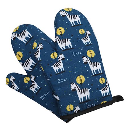 Fortykket varmeisolerende og skåldebeskyttende ovnsvotter - Zebra