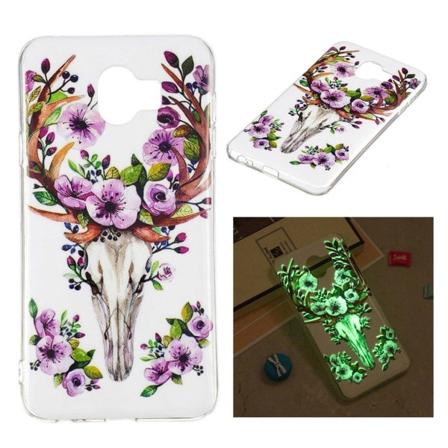 Samsung Galaxy J4 (2018) hohtava kuvioinen suojakotelo - Kukkainen Peura Multicolor