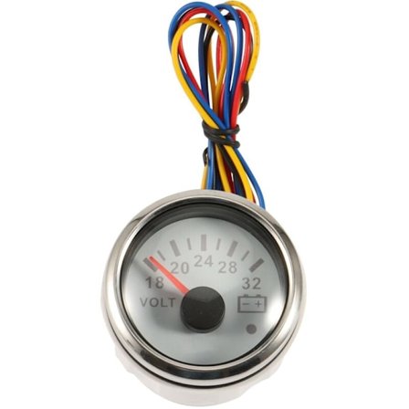 Motorcykel Voltmeter Mätare 8-16 Volt Husvagn Båt Auto Ersättningsdelar Mätare Vit 52Mm