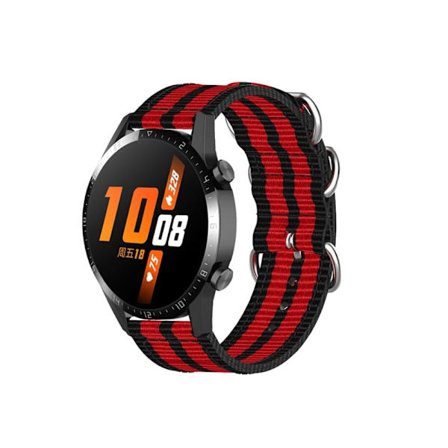 22 mm Huawei Watch GT Runner / GT 3 46 mm klockarmband i nylon - Svart / Röd / Svart