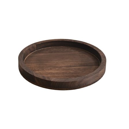 Dekorativ soffbordsbricka: Brun träbricka Rund Rustik Träbrickor Cirkel Lantlig Mittpunkt Ljusstake - 12 tum