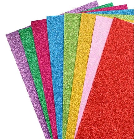 {xj}10 st Glitter Foam Sheets Eva Foam Färgglada Svamppapper Hantverk F