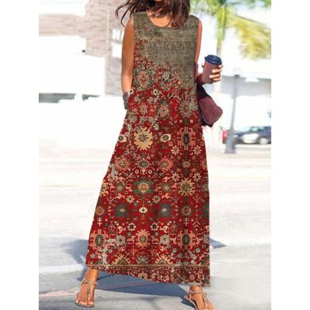 Sommar Street Pattern Print Party Dress Dam Casual Lös Sle