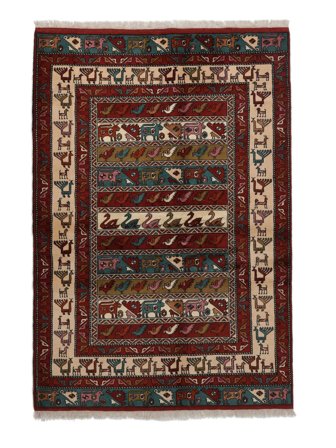 Hand Knotted Persian Turkaman Rug 136X198 Black/Brown