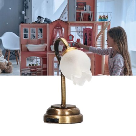 1:12 Skala Miniatyr Bordslampa Modell Blomma Form Mjuk Belysning Simulering Dockhus Bordslampa