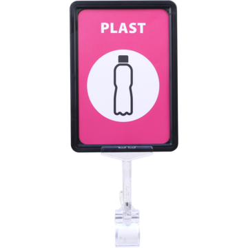 Skylt PLAST med Klämma A5