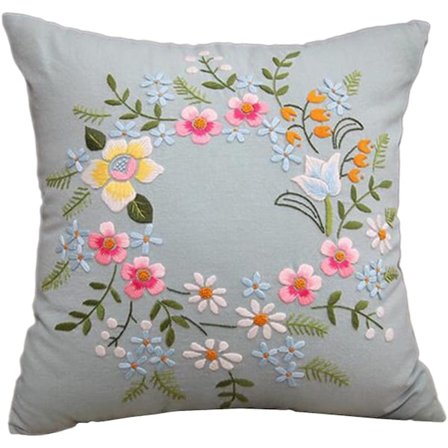 Broderi Pudebetræk Pudebetræk Korssting Sæt Til Begyndere (Lyseblå)