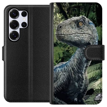 Kompatibelt Lommeboketui til Samsung Galaxy S25 Ultra Jurassic World dinosaur realistiskt portrett i jungelmiljø detaljert filmisk illustrasjon for di