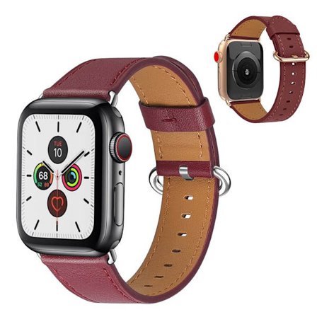 Apple Watch Series 5 / 4 44mm genuine leather watch band - Wine Red