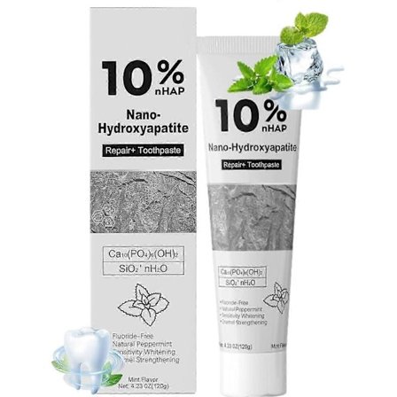 10% nHAP Nano Hydroxyapatit Tandkräm Fluoridfri Emaljreparation Whitening Tandkräm, Cool Mint Fräsch Andedräkt