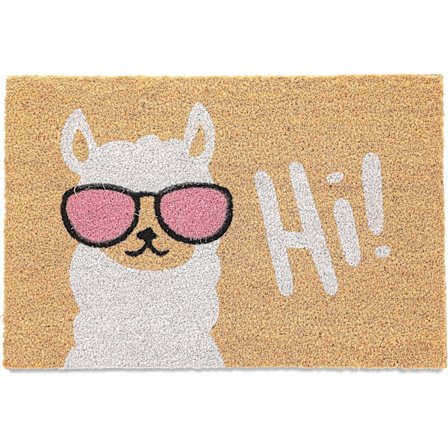 Dørmatte Lama Kokos 60 x 40 cm Sklisikker Værbestandig Dørskrape Innendørs og Utendørs Kokosmatte, Flerfarget