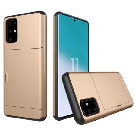 Samsung Galaxy S20 Plus - Armour Skal Med Kortfack - Guld Gold Guld