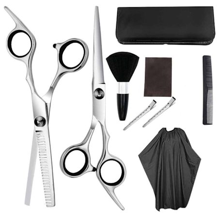 Kampaussetti, jossa sakset, kampa, klipsit, viitta 9 kpl - Aloittelijoille.