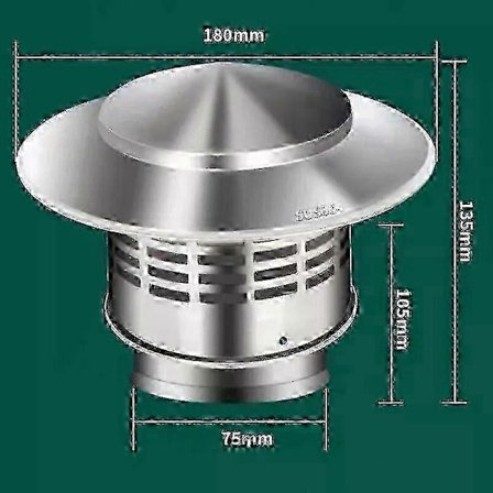 Stål skorstenshætte med gitter - Forhindrer regn og snavs i at trænge ind 75mm