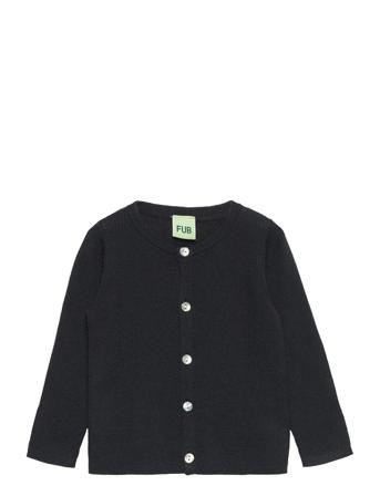 Baby Rib Cardigan Strikkegenser Cardigan Svart FUB
