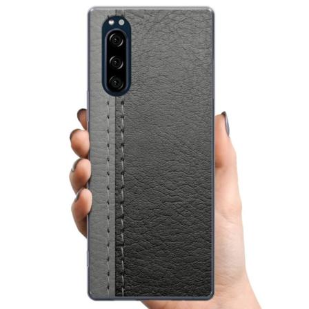 Sony Xperia 5 TPU Mobilcover Sort & Grå Læder