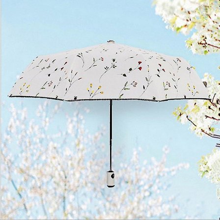 Helautomatisk Tredelt Strandparasoll med Blomstertrykk