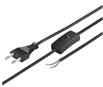 Goobay Europlug (strøm CEE 7/16) (male) - Uisoleret ledning Sort 1.5m