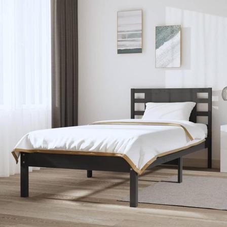 Vidaxl Sängram Grå Massiv Furu 100x200 Cm Grå