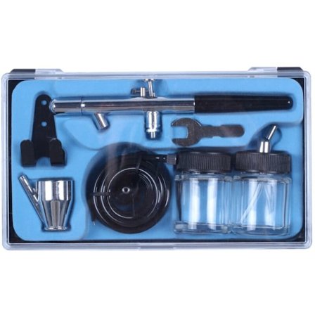 Dubbelverkande Airbrush Kit 0,35 mm Siphon Feed Verktyg Spray Air Brush för Makeup Tårta Konst Tillfällig Kropp med Trachea Glasögon