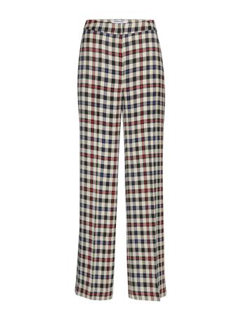 Drapy Twill Mid-Rise Wide Leg Pants Patterned DESIGNERS, REMIX